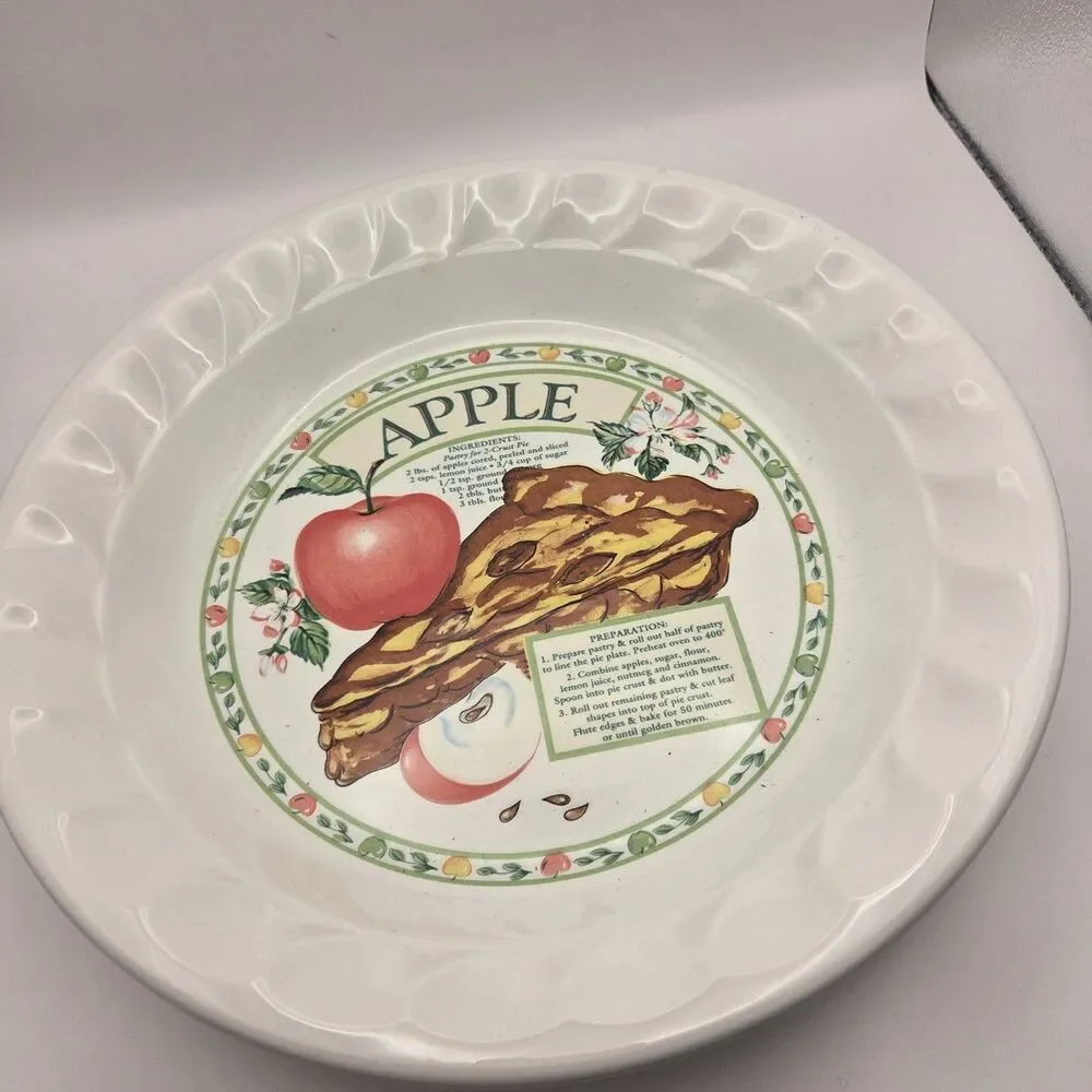 Vintage Ceramic Pan Plate Golden Pie Collection Himark apple pie recipe EUC
